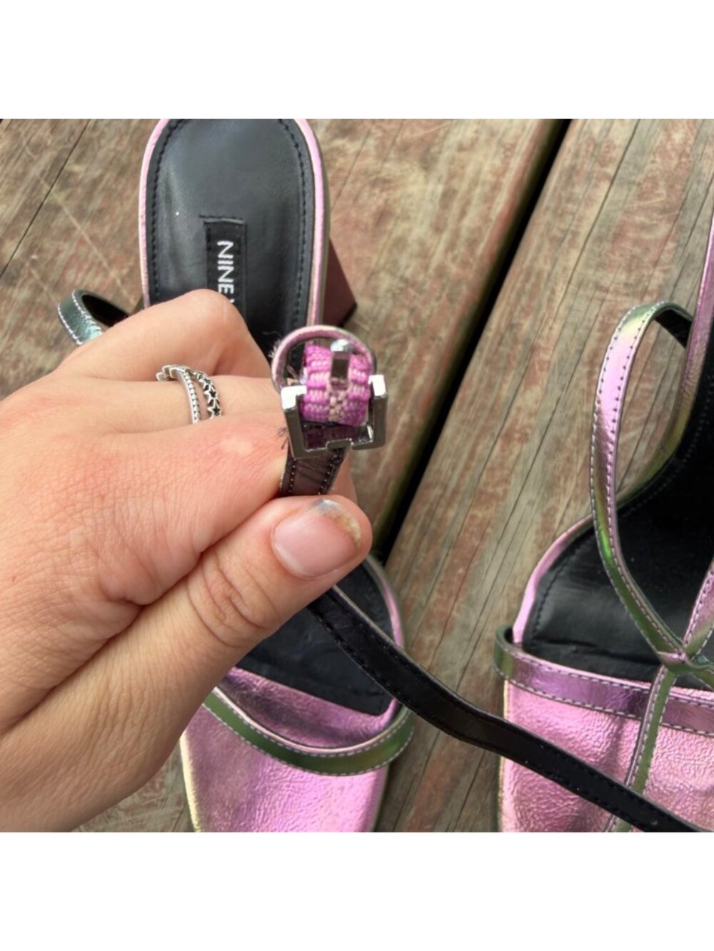 Nine West Pink Metallic Strappy Heeled Sandals Size 9M - Picture 5 of 9
